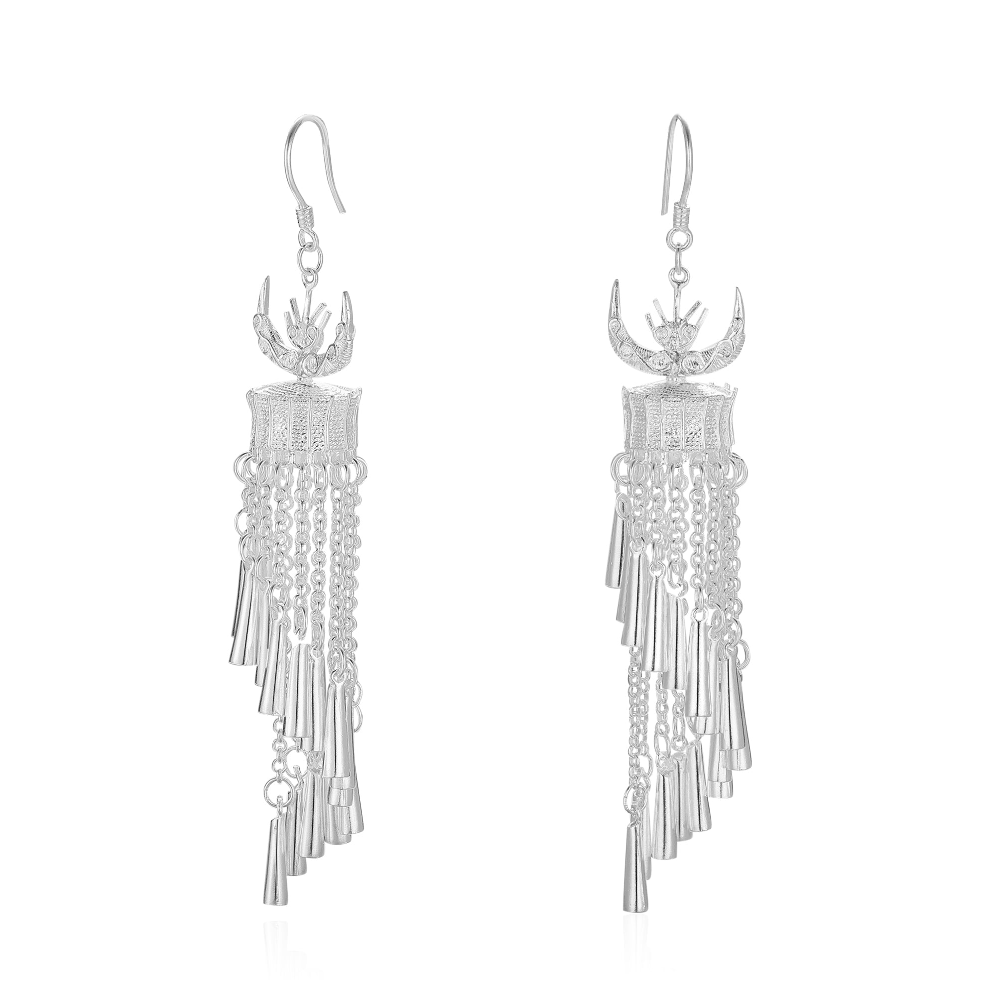 Mini-Ohrringe mit Hornquaste in Silber