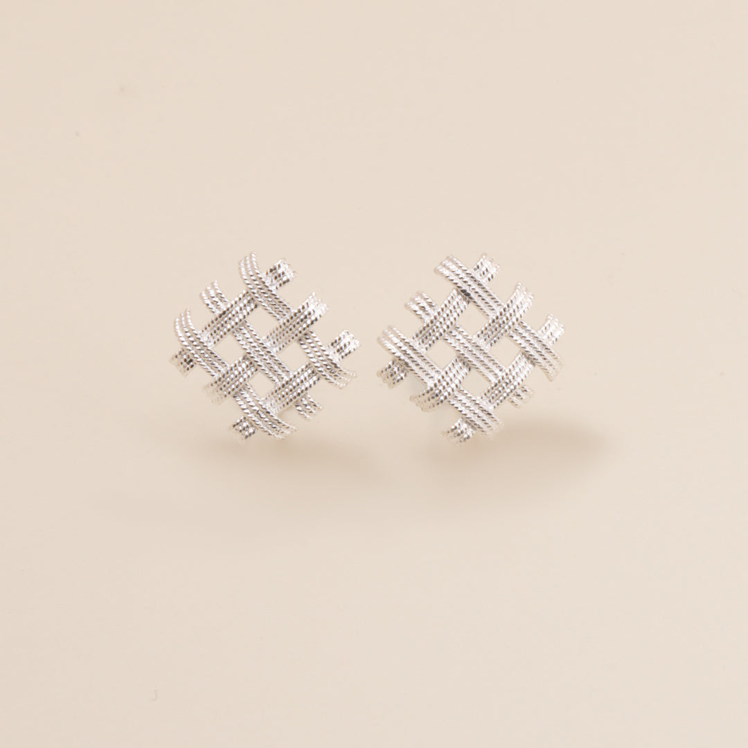 Handcrafted from 99.9% fine silver weave stud earring