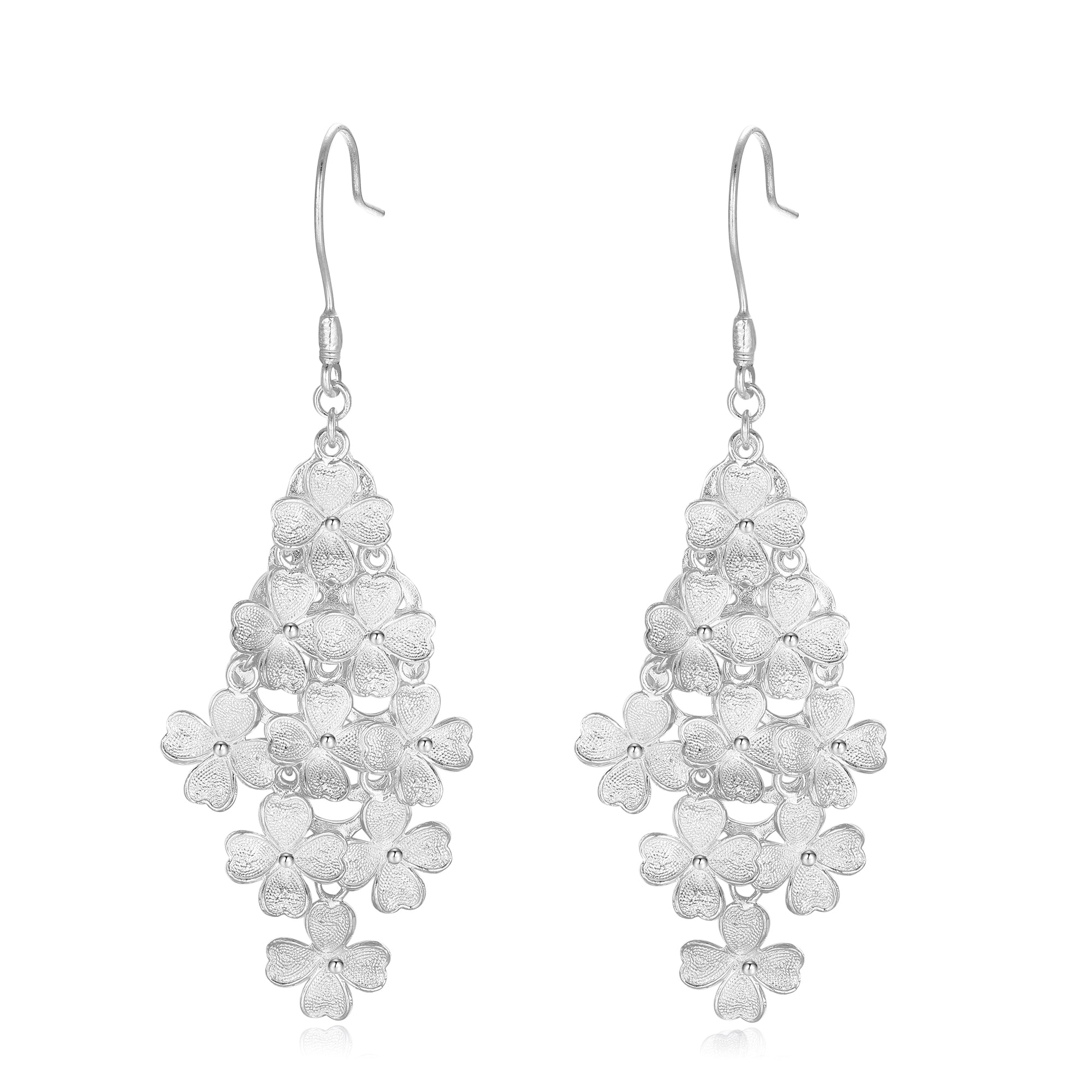 Filigree Clover Earrings 999  fine silver handmade